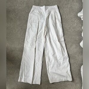 Abercrombie & Fitch Cream Elastic linen Waist Pants